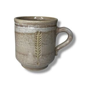 Loy Carpenter Art Pottery Coffee Mug 2008 Beige Stoneware Nature Salt Glazed EUC